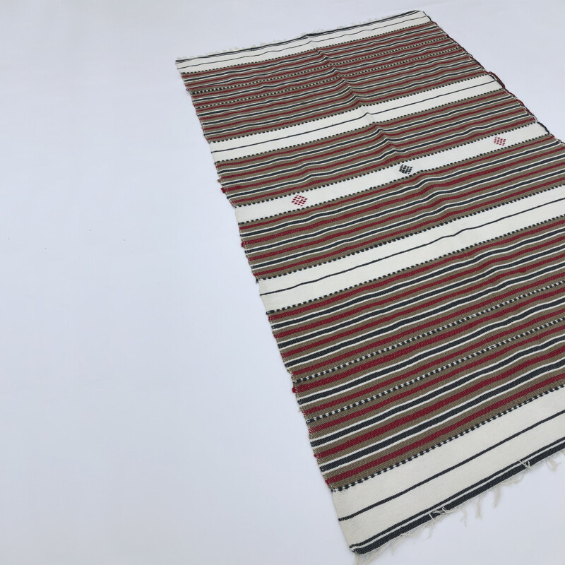 Vintage handgemaakt gestreept tapijt, Algerije 1980