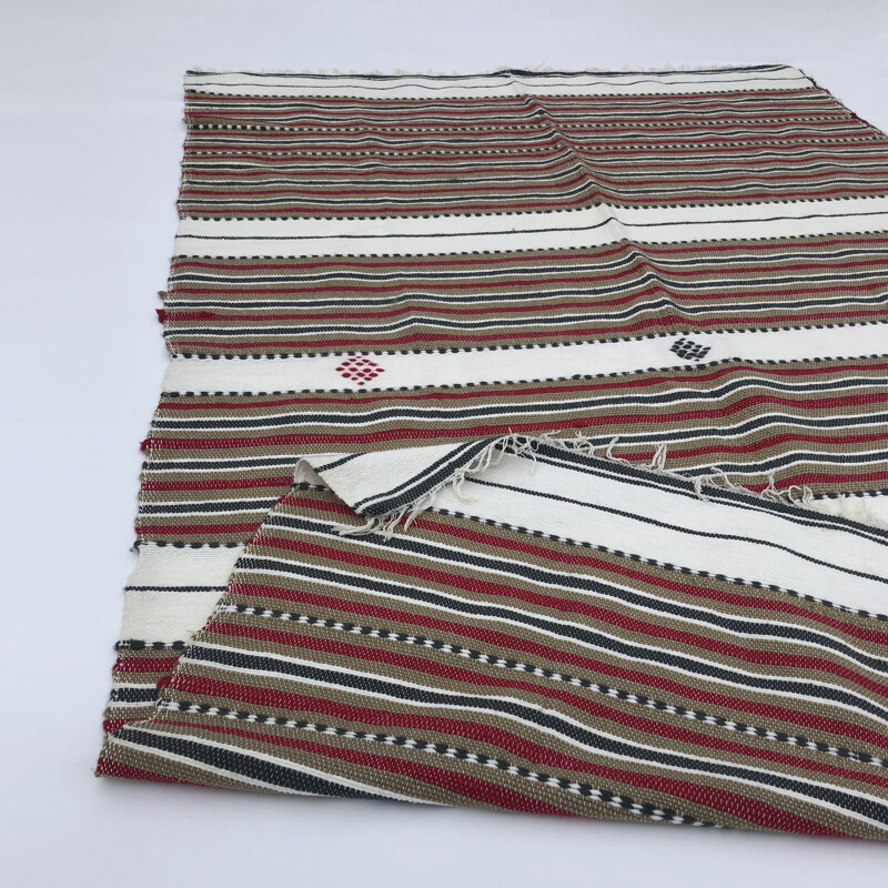 Vintage handmade striped rug, Algeria 1980