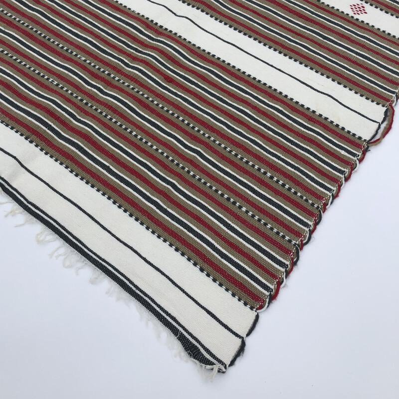 Vintage handmade striped rug, Algeria 1980