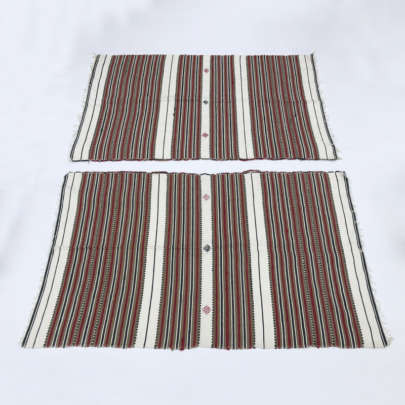 Vintage handmade striped rug, Algeria 1980