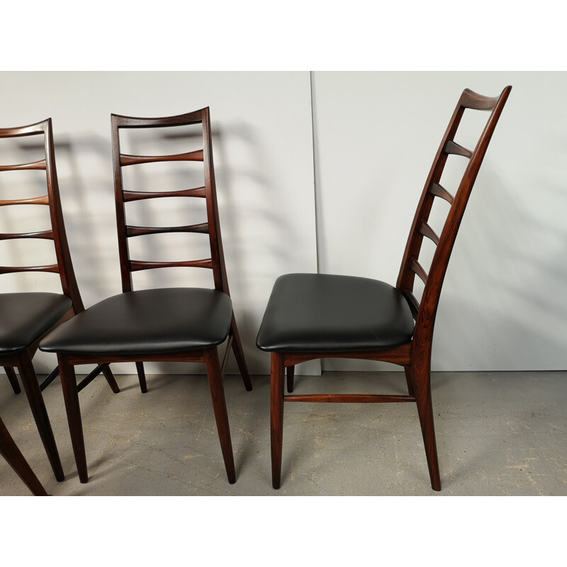 Lot de 4 chaises vintage en palissandre par Niels Koefoed pour Koefoeds Mobelfabrik