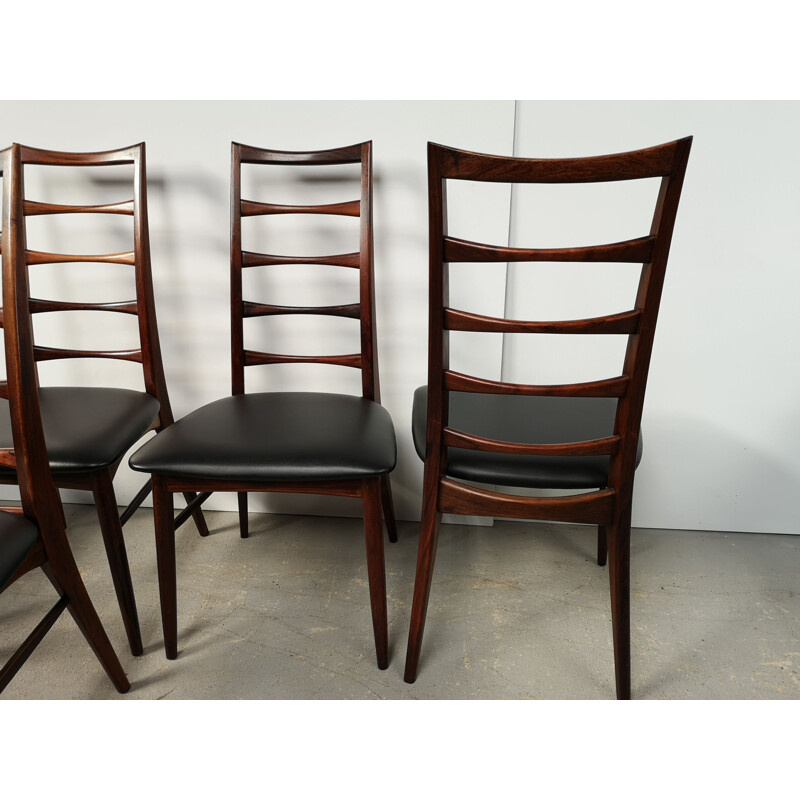 Lot de 4 chaises vintage en palissandre par Niels Koefoed pour Koefoeds Mobelfabrik