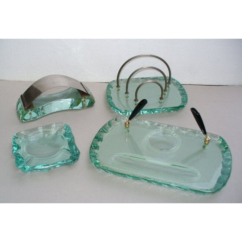 Crystal vintage set for desk by Pietro Chiesa for Fontana Arte, 1930s