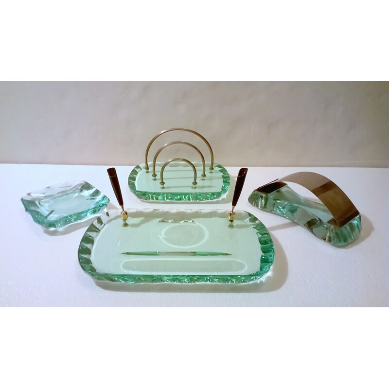 Crystal vintage set for desk by Pietro Chiesa for Fontana Arte, 1930s