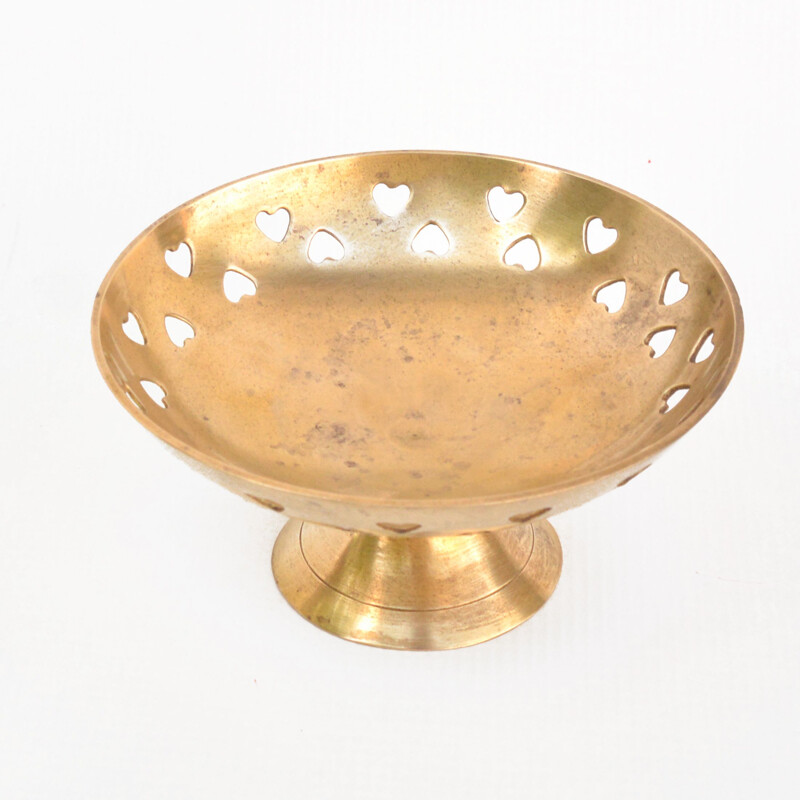 Vintage brass tray on a foot, France 1960