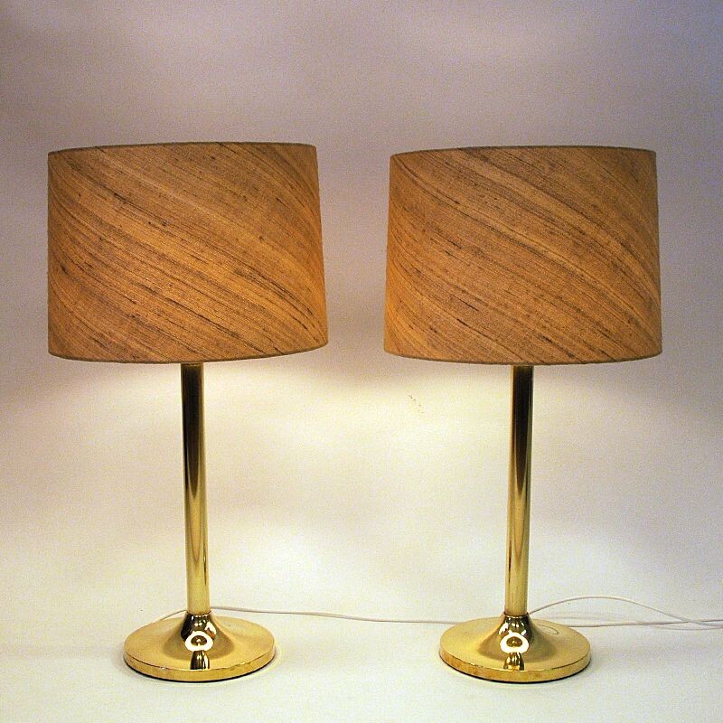 Paire de lampes de table suédoises vintage en laiton par Möllers Armatur, 1970