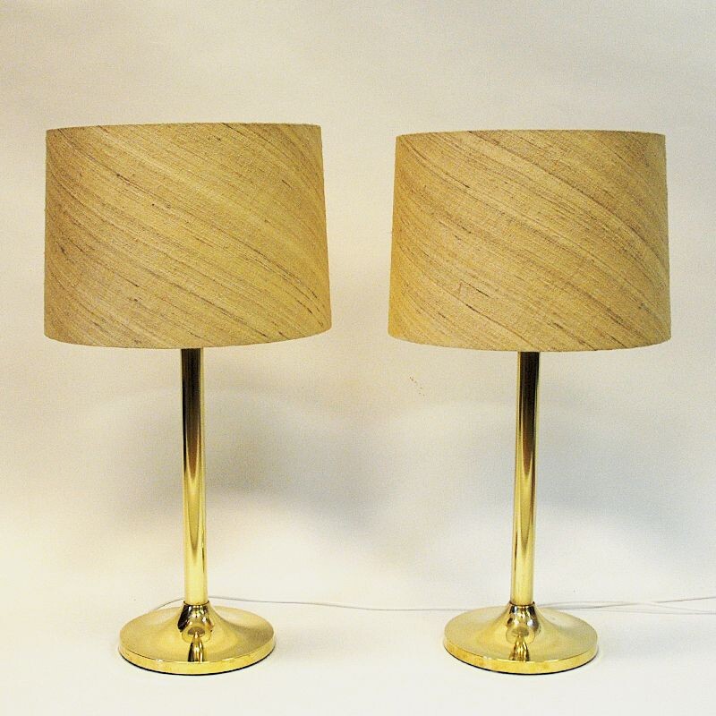 Pair of vintage Swedish brass table lamps by Möllers Armatur, 1970s
