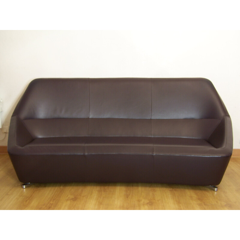 Large Cinna "Pluriel" sofa in leather, François BAUCHET - 2000s