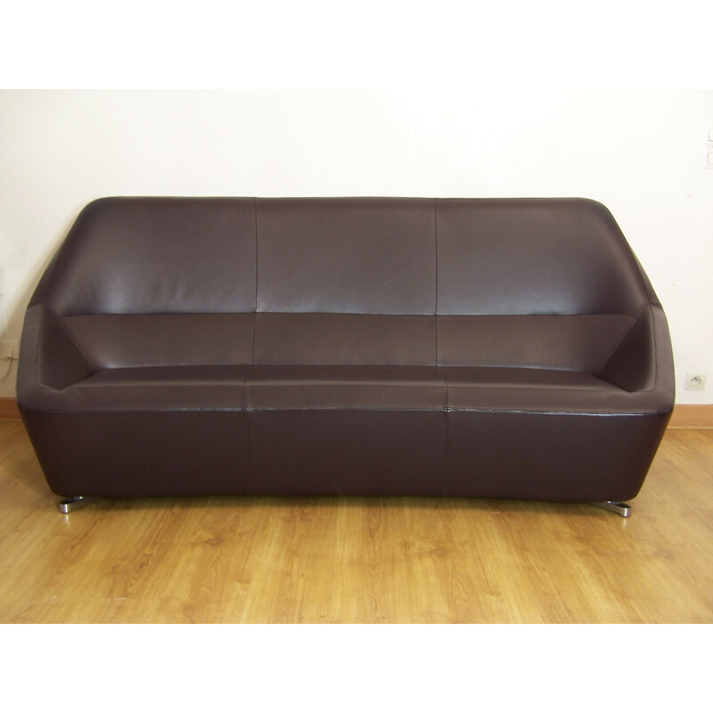 Large Cinna "Pluriel" sofa in leather, François BAUCHET - 2000s