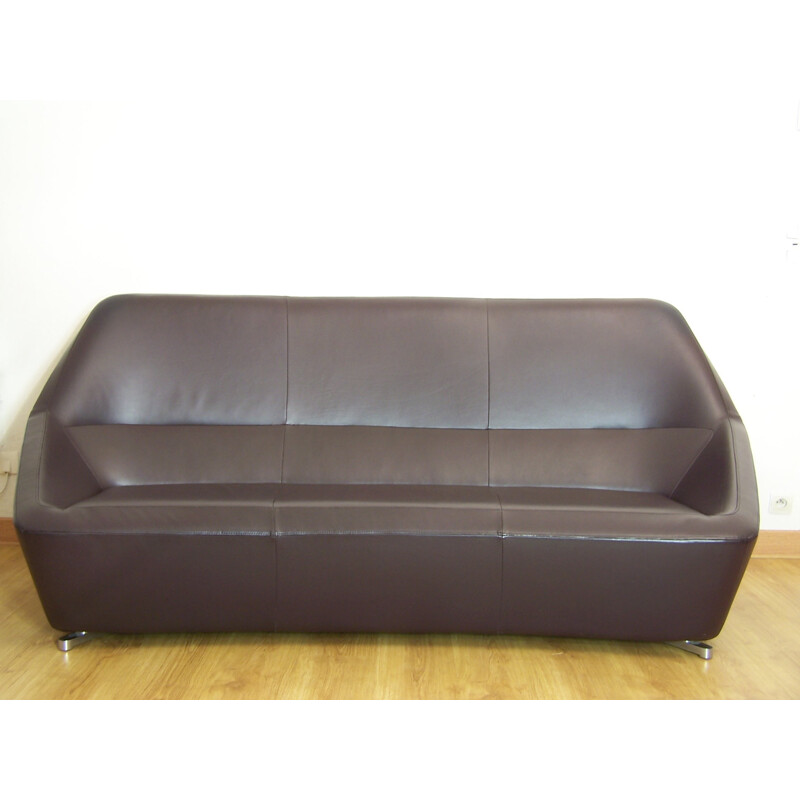Large Cinna "Pluriel" sofa in leather, François BAUCHET - 2000s