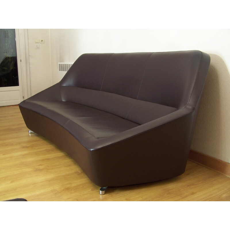 Large Cinna "Pluriel" sofa in leather, François BAUCHET - 2000s
