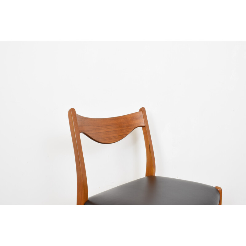  Conjunto de 6 cadeiras de jantar dinamarquesas vintage em teca e couro por Arne Wahl Iversen para Glyngøre Stolefabrik, 1960