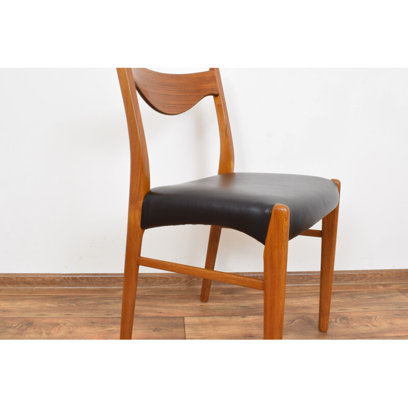  Set of 6 vintage Danish Teak and Leather Dining Chairs by Arne Wahl Iversen for Glyngøre Stolefabrik, 1960s