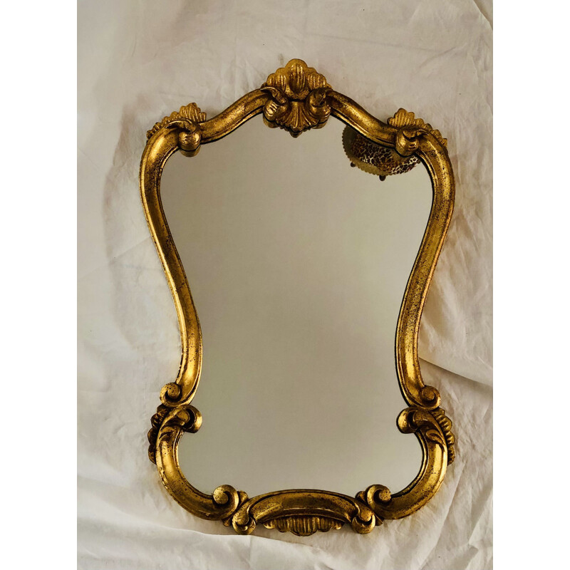 Miroir vintage en bois doré, 1960