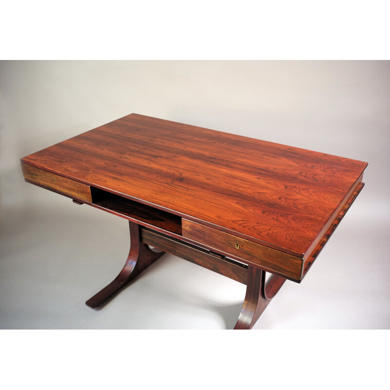 Vintage Bernini rosewood desk, Gianfranco FRATTINI - 1950s