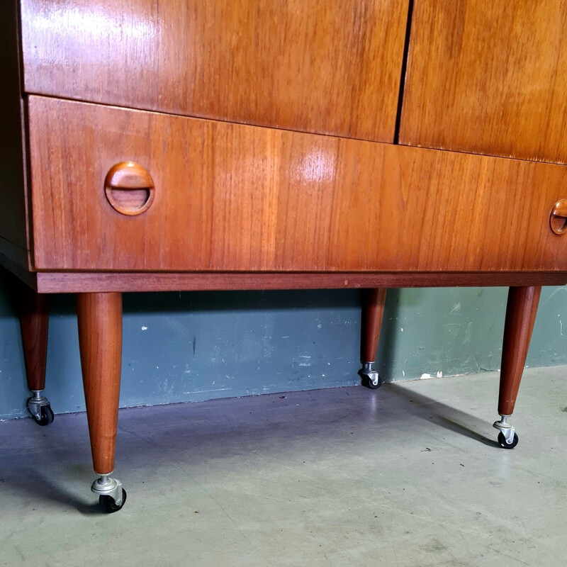 Vintage Teakholz Enfilade mit Rollen von Berner Huwil, 1960