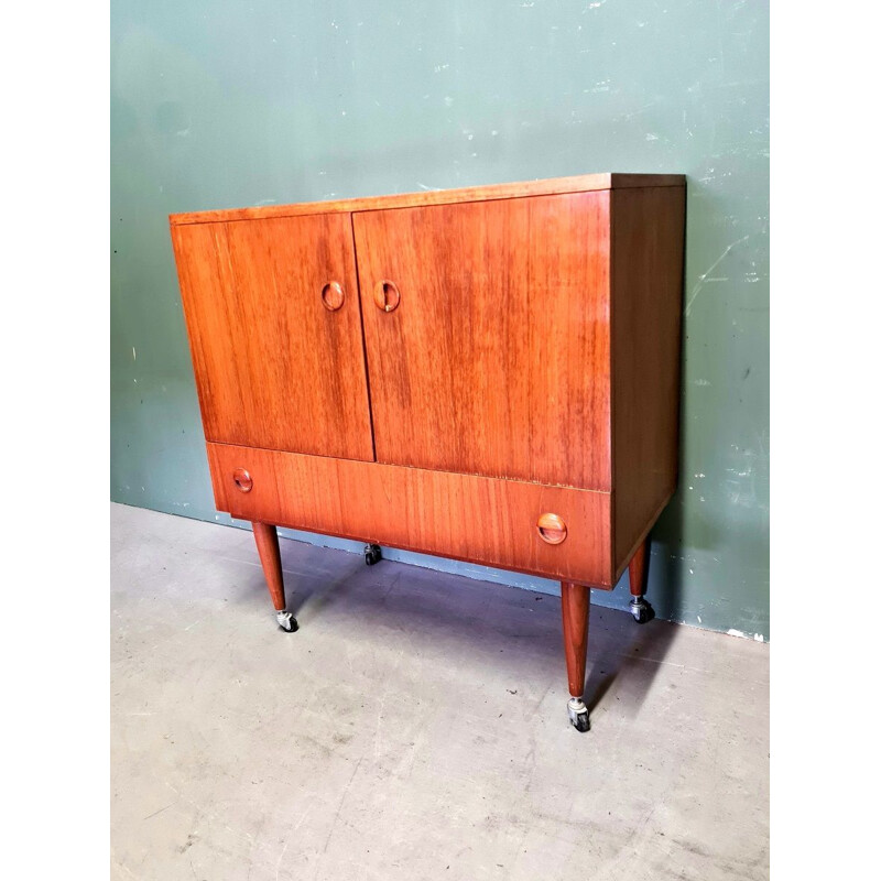 Credenza vintage in teak con rotelle di Berner Huwil, 1960