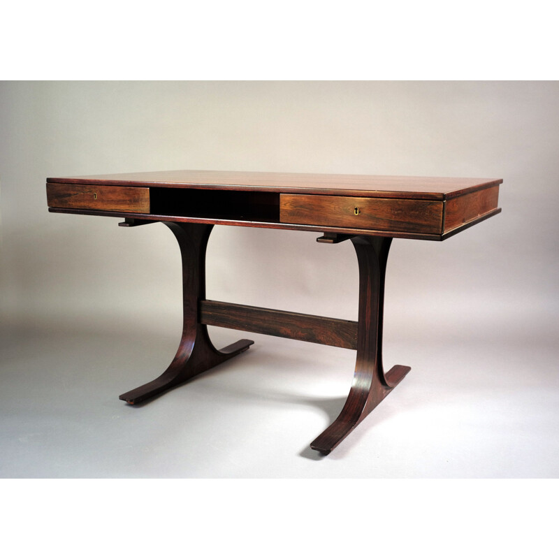 Vintage Bernini rosewood desk, Gianfranco FRATTINI - 1950s