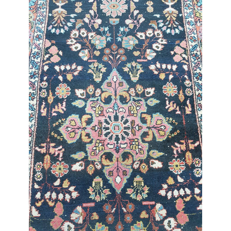 Vintage hand knotted wool rug, 1950s