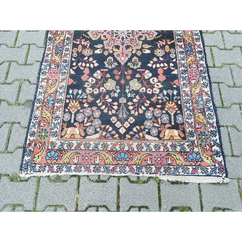 Vintage hand knotted wool rug, 1950s