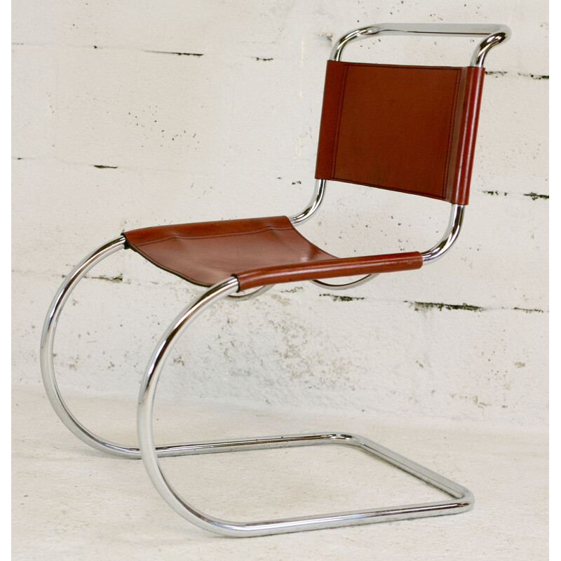 Vintage Mr10 chair in cognac leather by Mies Van Der Rorhe, 1960