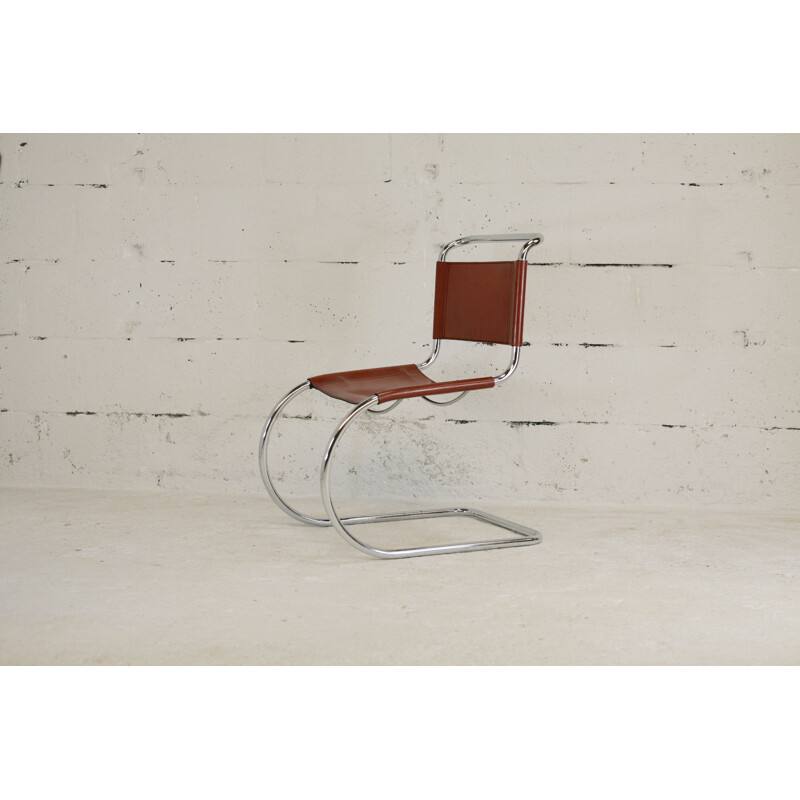 Chaise vintage Mr10 en cuir cognac par Mies Van Der Rorhe, 1960