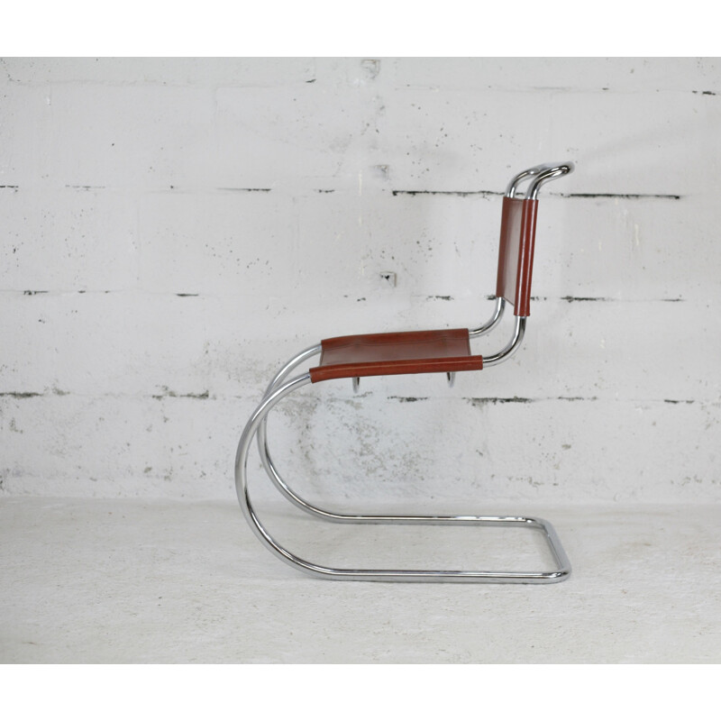 Vintage Mr10 chair in cognac leather by Mies Van Der Rorhe, 1960