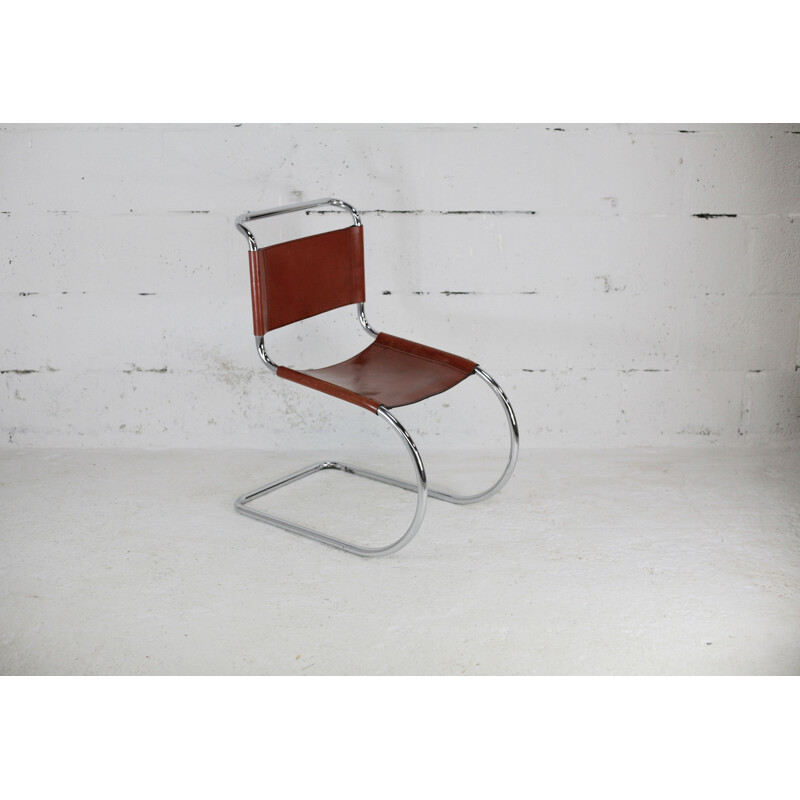 Vintage Mr10 chair in cognac leather by Mies Van Der Rorhe, 1960