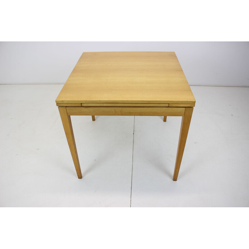 Mid-century folding wood table, Czechoslovakia 1970s