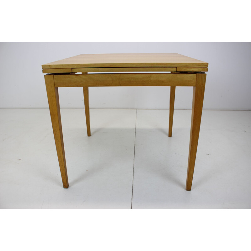 Mid-century folding wood table, Czechoslovakia 1970s