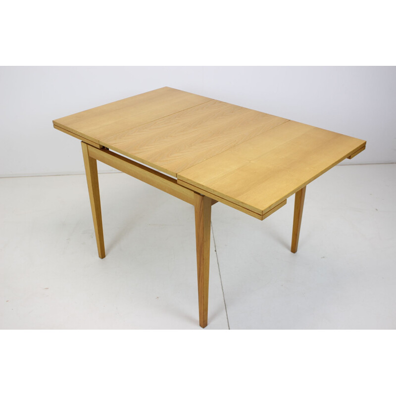 Mid-century folding wood table, Czechoslovakia 1970s