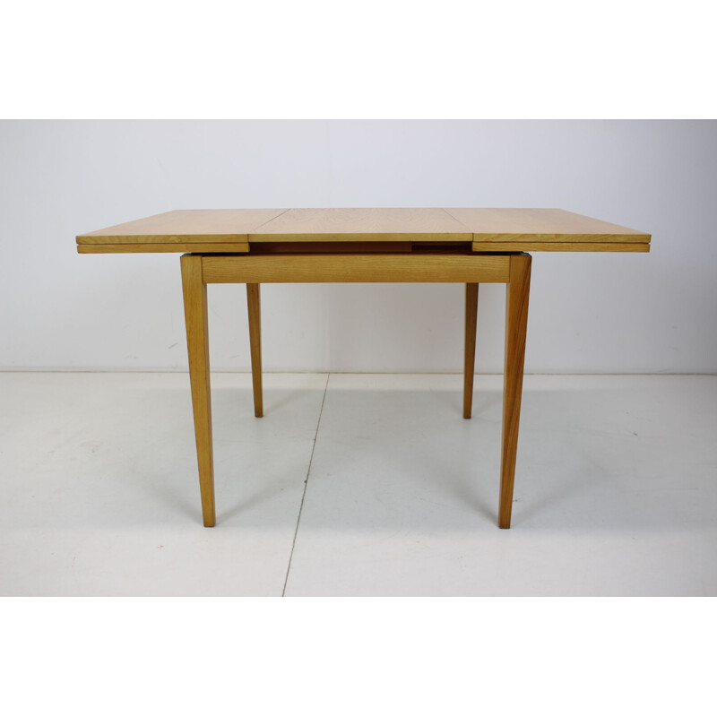 Mid-century folding wood table, Czechoslovakia 1970s