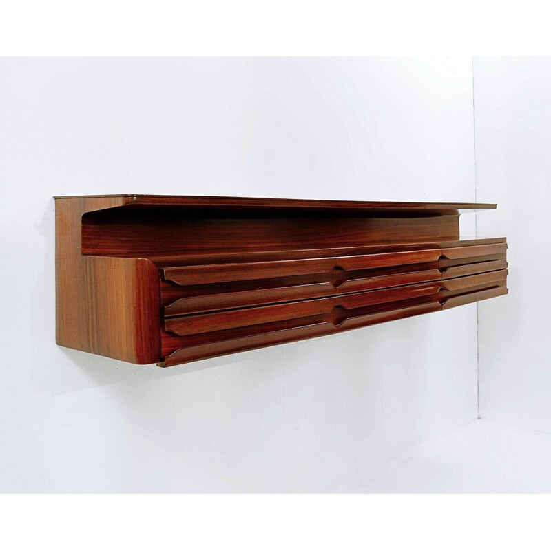 Mid-century wooden wall console, Italy 1960s