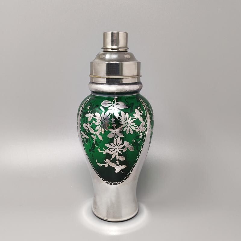 Vintage green and silver cocktail shaker, Italy 1950s