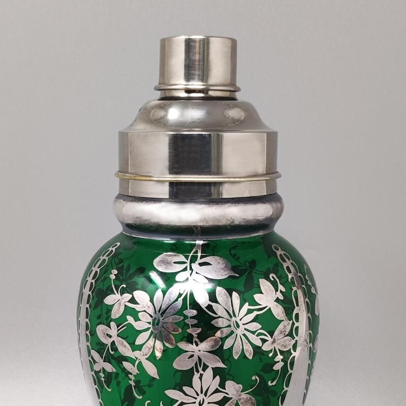 Vintage green and silver cocktail shaker, Italy 1950s