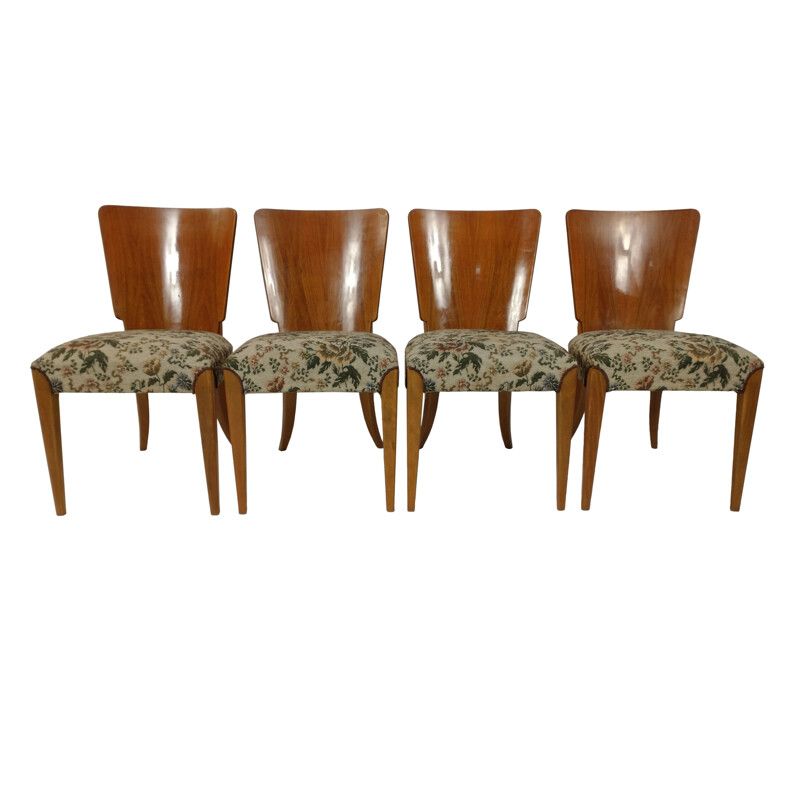 Set of 4 vintage Art Deco dining chairs by Jindřich Halabala, 1940s