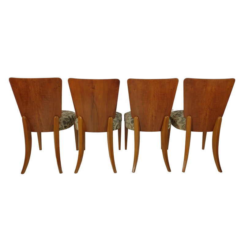 Set of 4 vintage Art Deco dining chairs by Jindřich Halabala, 1940s