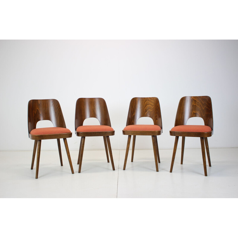 Set of 4 vintage wooden chairs by Oswald Haerdtl, Czechoslovakia 1960