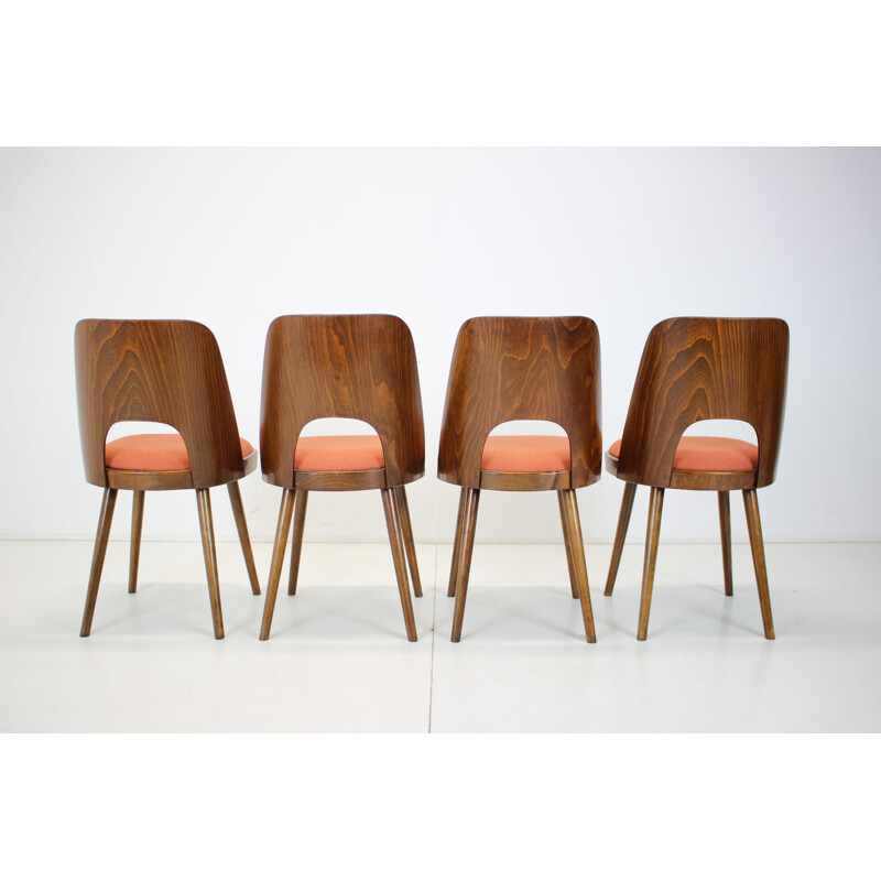 Set of 4 vintage wooden chairs by Oswald Haerdtl, Czechoslovakia 1960