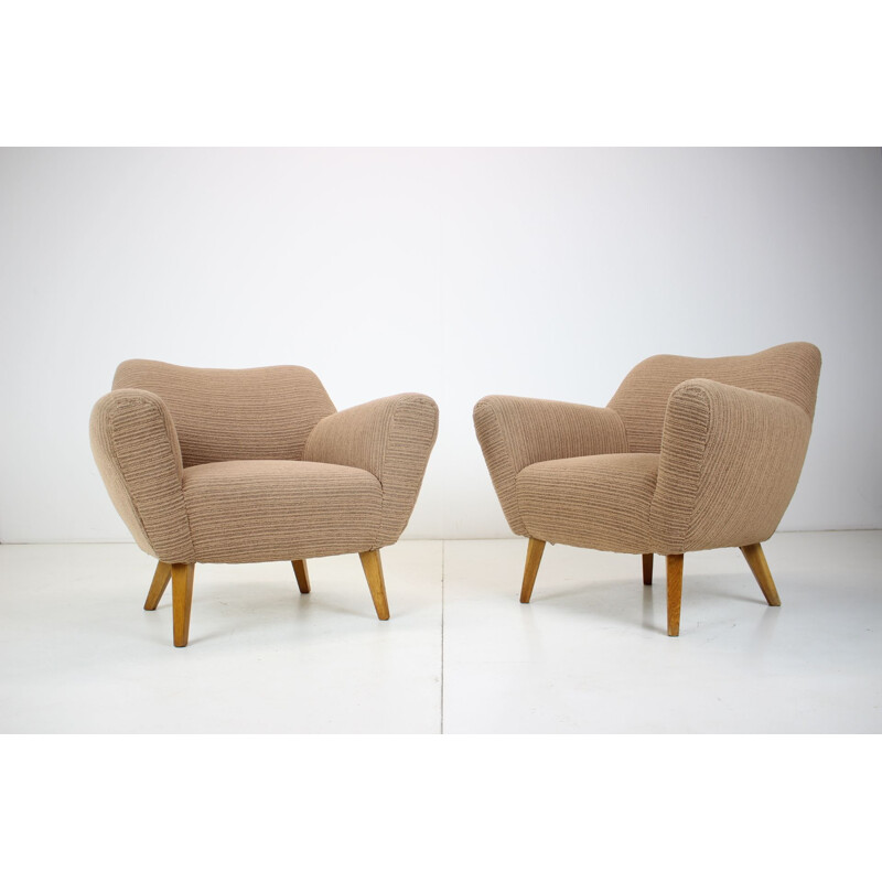 Pair of vintage club armchairs, Czechoslovakia 1970s