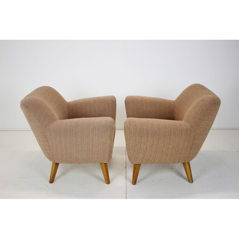 Pair of vintage club armchairs, Czechoslovakia 1970s