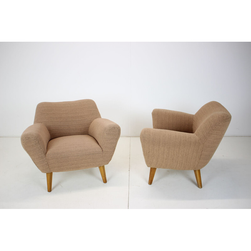 Pair of vintage club armchairs, Czechoslovakia 1970s