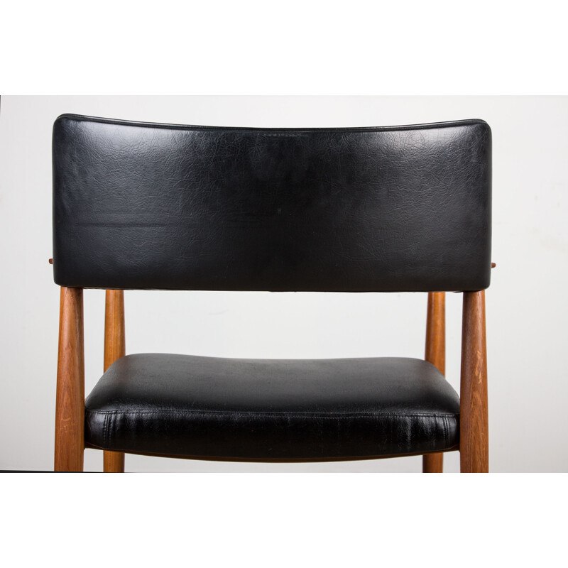 Vintage Danish office chair in teak and black skai model 43 by Erik Worts for Soro Stolfabrik, 1960