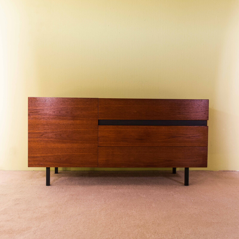 Teak vintage sideboard with door and 3 large drawers