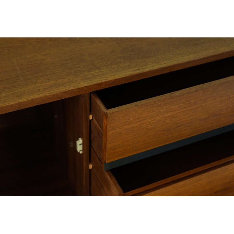 Teak vintage sideboard with door and 3 large drawers