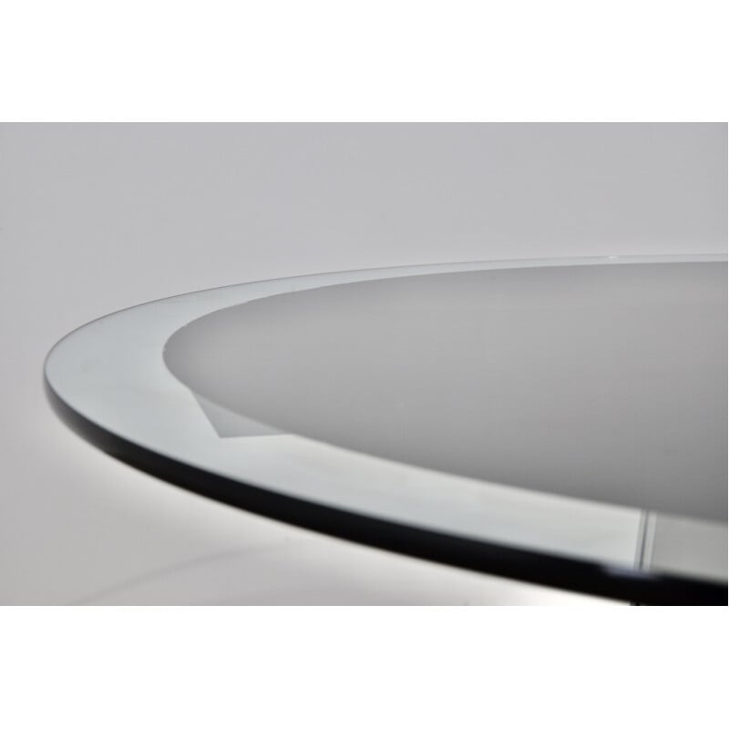 Vintage table in glass and brushed metal by Luigi Saccardo for Armet, 1970