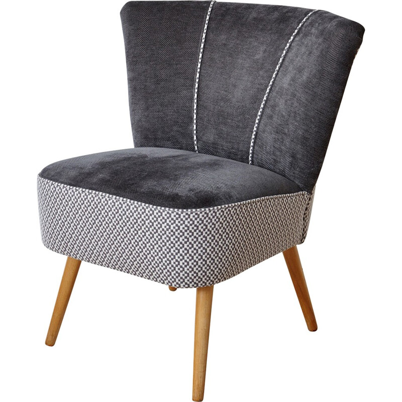 Fauteuil de cocktail gris en bois de hêtre - 1950