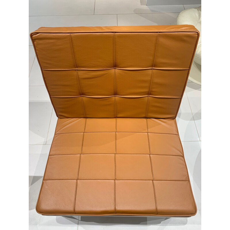 Ein Paar Vintage-Sessel aus camelfarbenem Leder von Florence Knoll