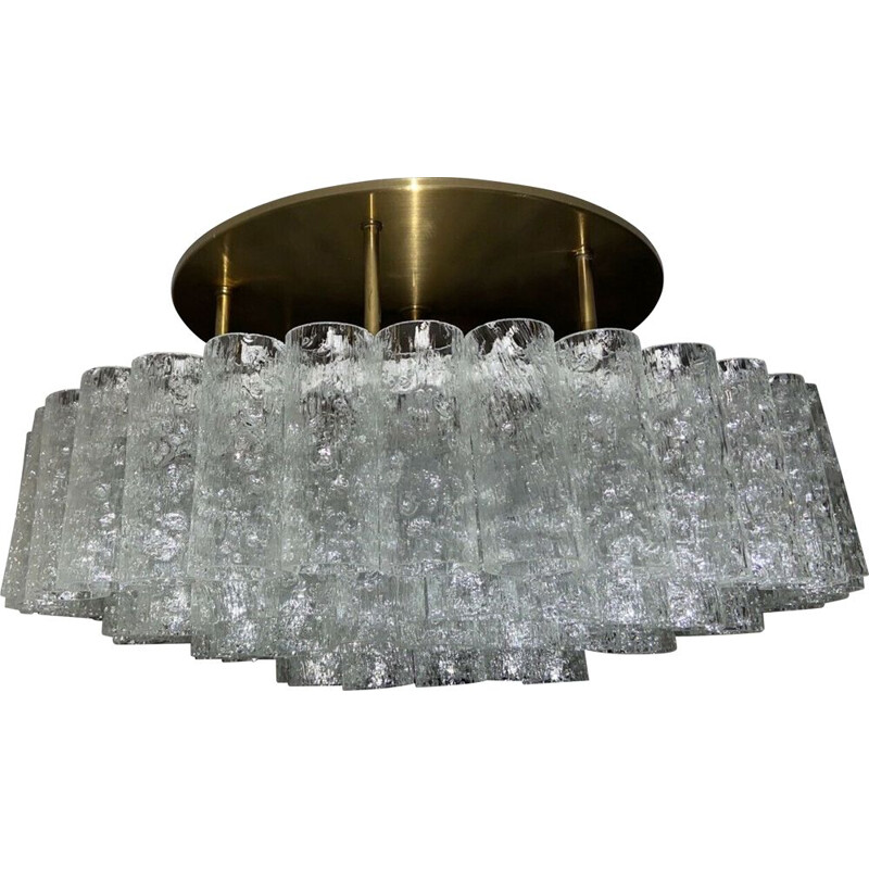 Mid century ice Murano glass ceiling lamp for Doria, 1960s