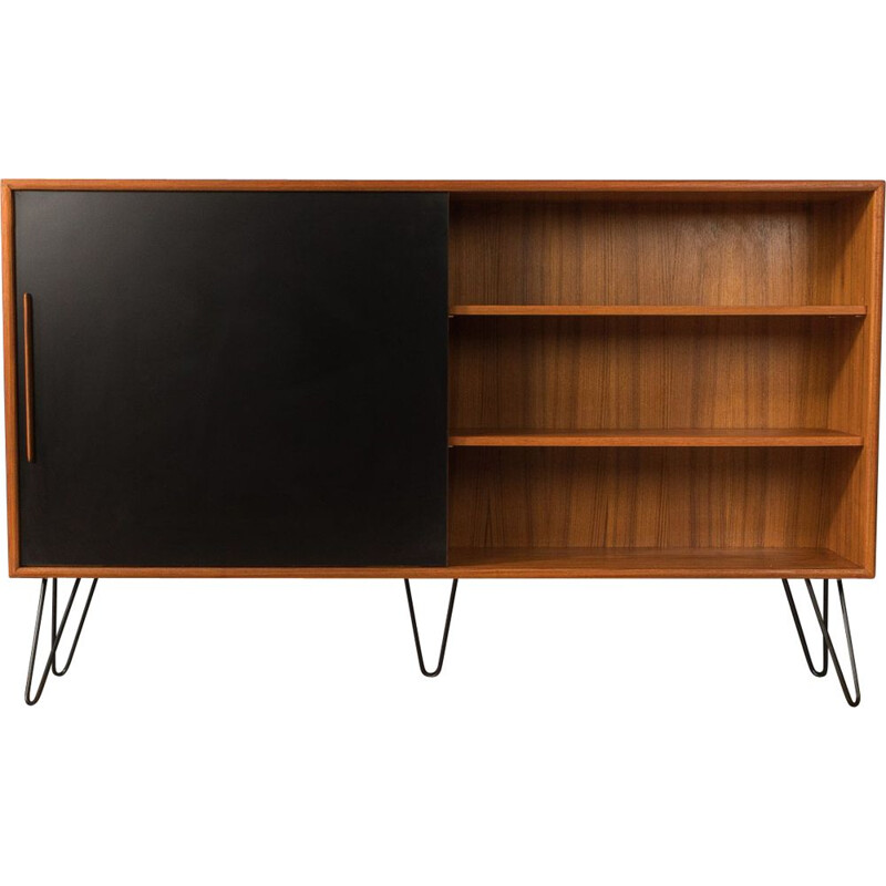 Mid century teak sideboard with a formica-coated sliding door by WK Möbel, Germany 1960s